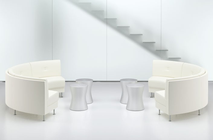 La Jolla La Jolla half circle banquettes with Makayla occasional tables.