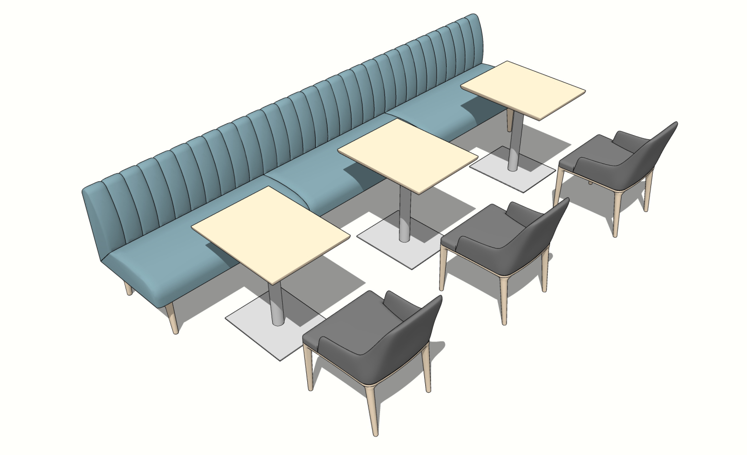 Plain Back Restaurant Booth with Metal Legs